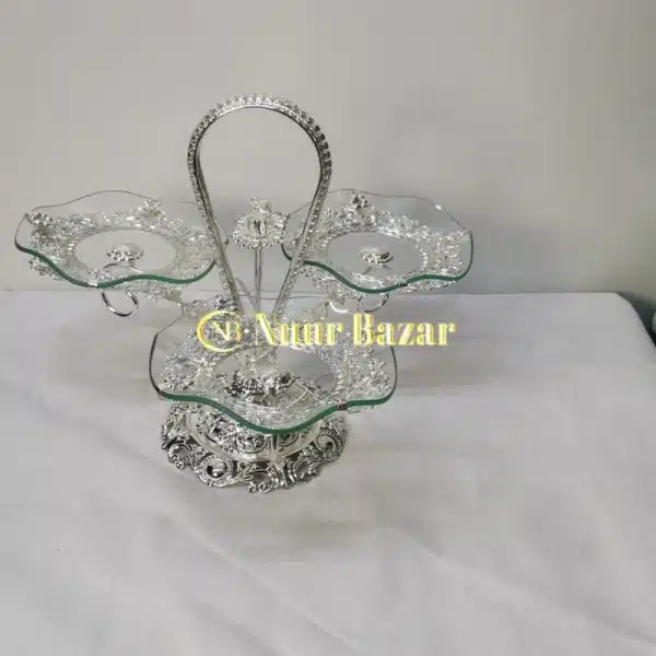 Candy stand, 3 glass bowls