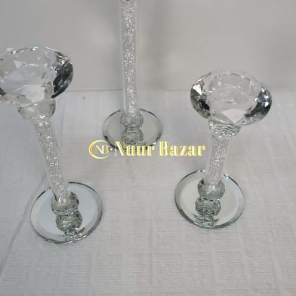 Crystal glass candlestick, 3 pieces