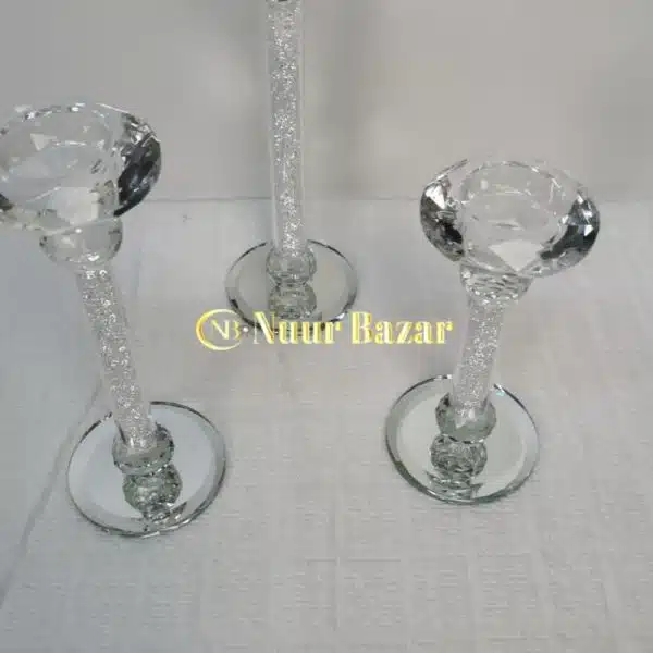 Crystal glass candlestick, 3 pieces