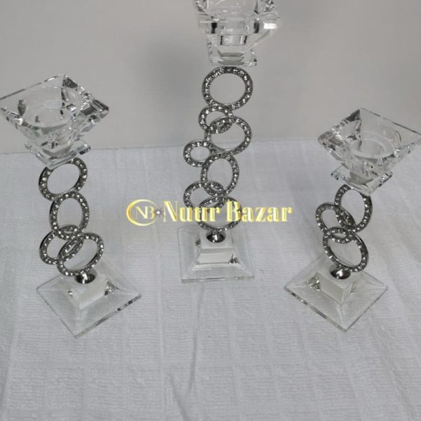 Candlestick crystal glass look, set of 3