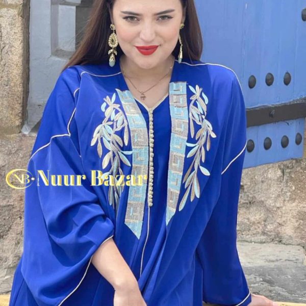 Werde zum Inbegriff von Stil und Eleganz mit dieser königsblauen zweiteiligen Djellaba