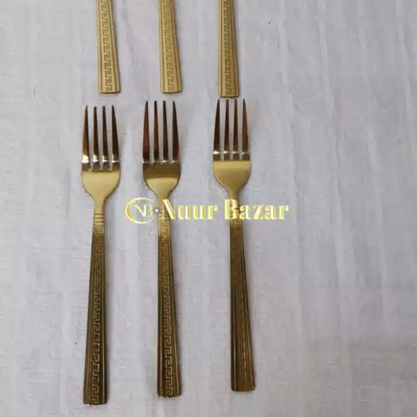 Fork set, gold-plated stainless steel, 6 pieces