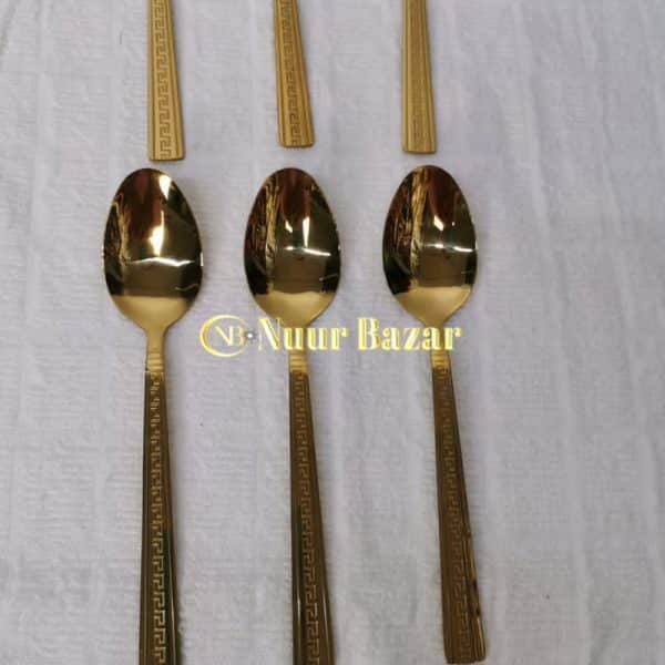 6 spoon set with gold pattern