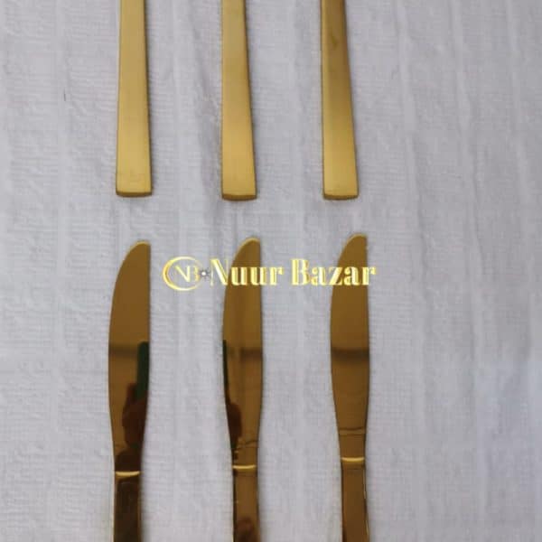 Set of 6 table knives, gold colored