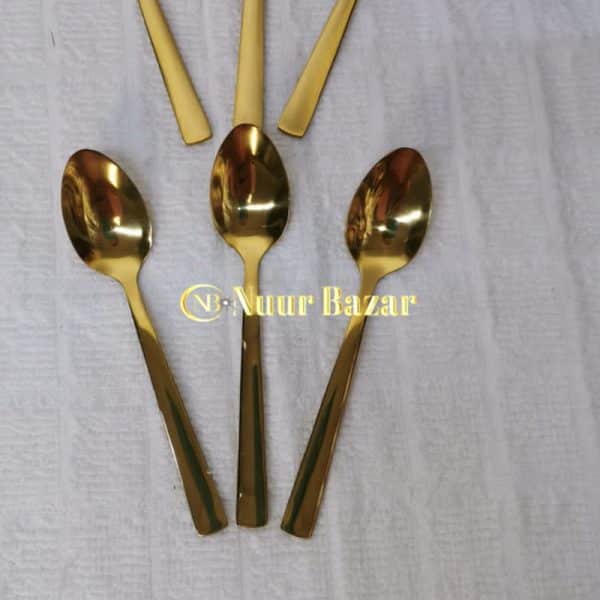 Set of 6 spoons without pattern gold