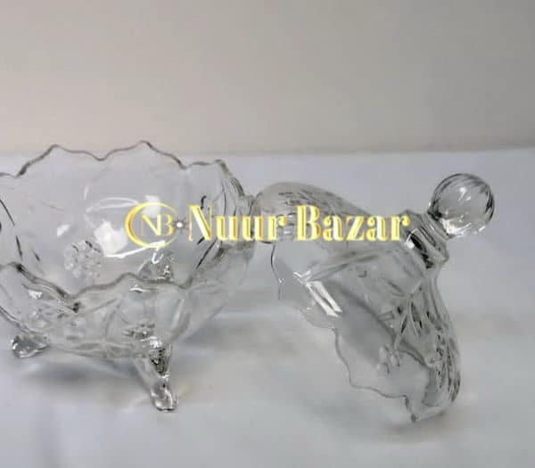 Decorative glass bowl with lid